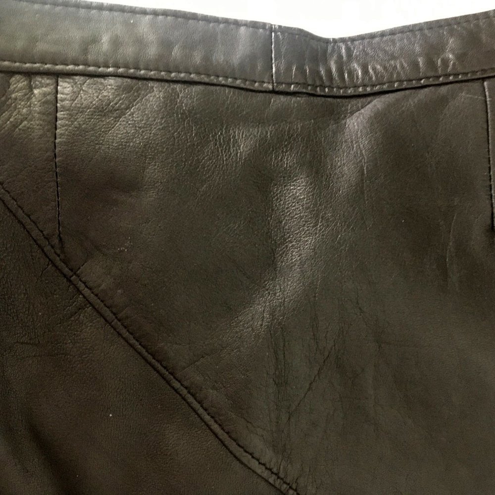 Leather Diagonal Pattern Pencil Skirt Vintage  Slit in back    6
